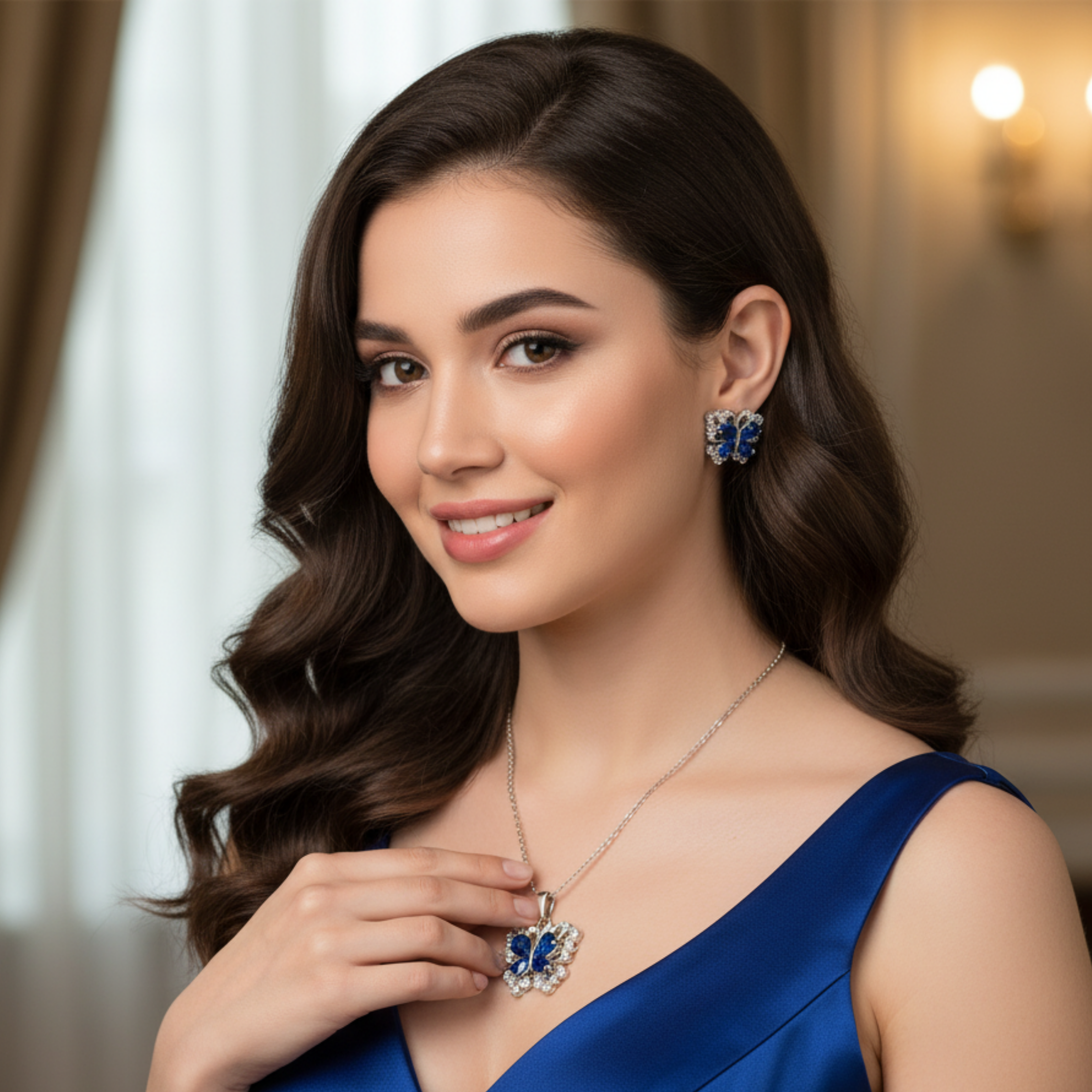 Butterfly Jewelry Set crystal jewelry, silver butterfly set