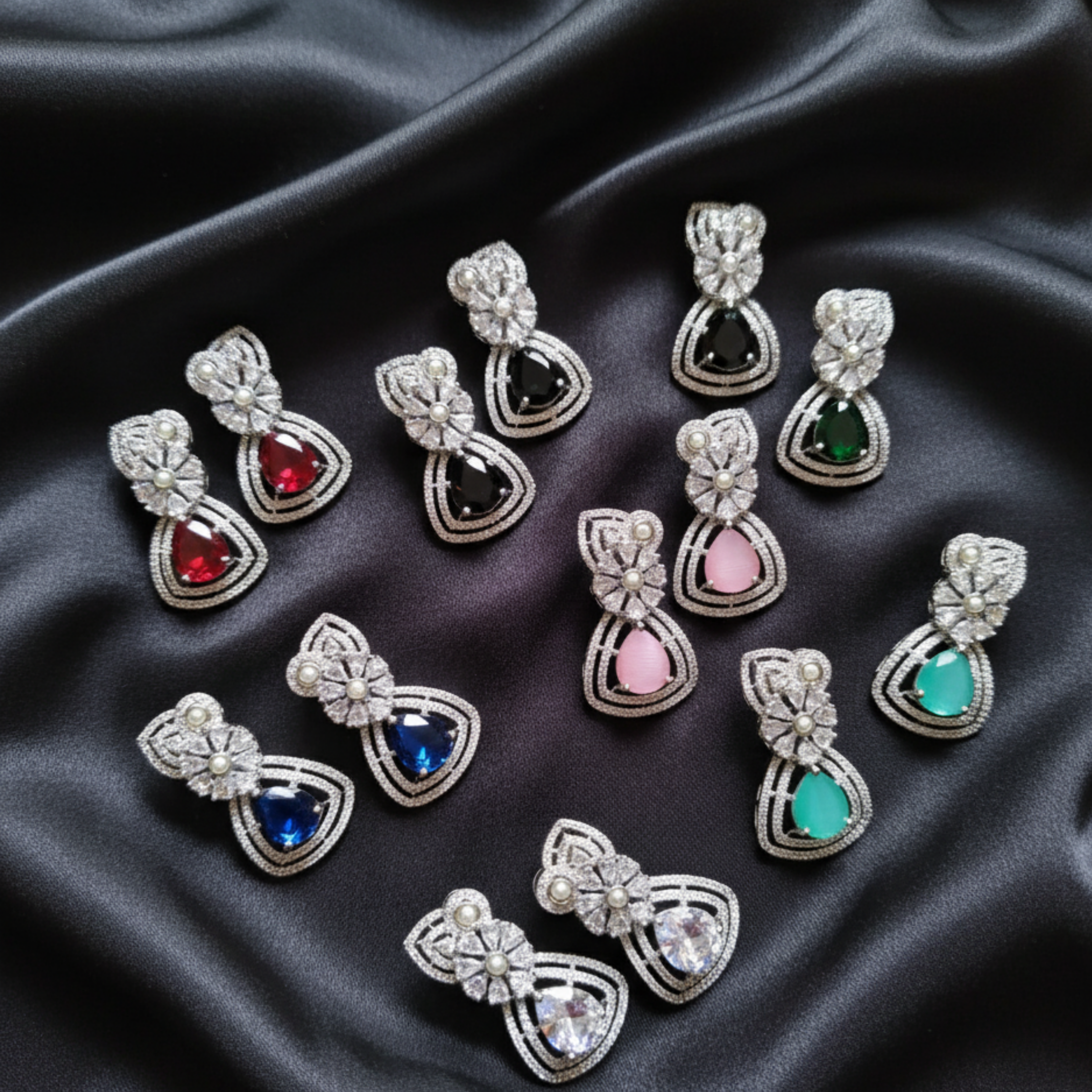 Elegant Gem Drops Earrings