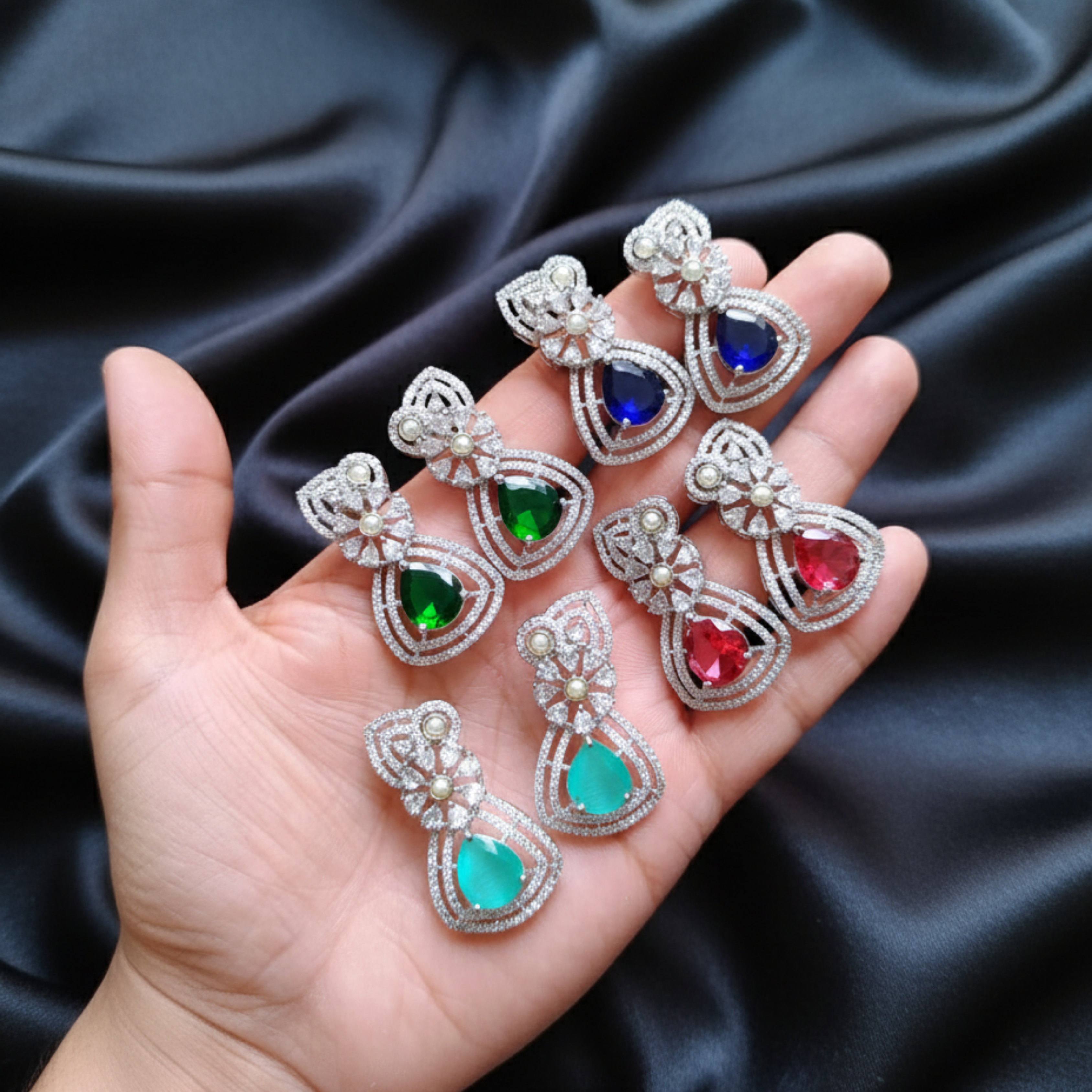 Elegant Gem Drops Earrings