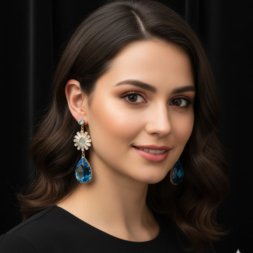 Sapphire Sunburst Drops