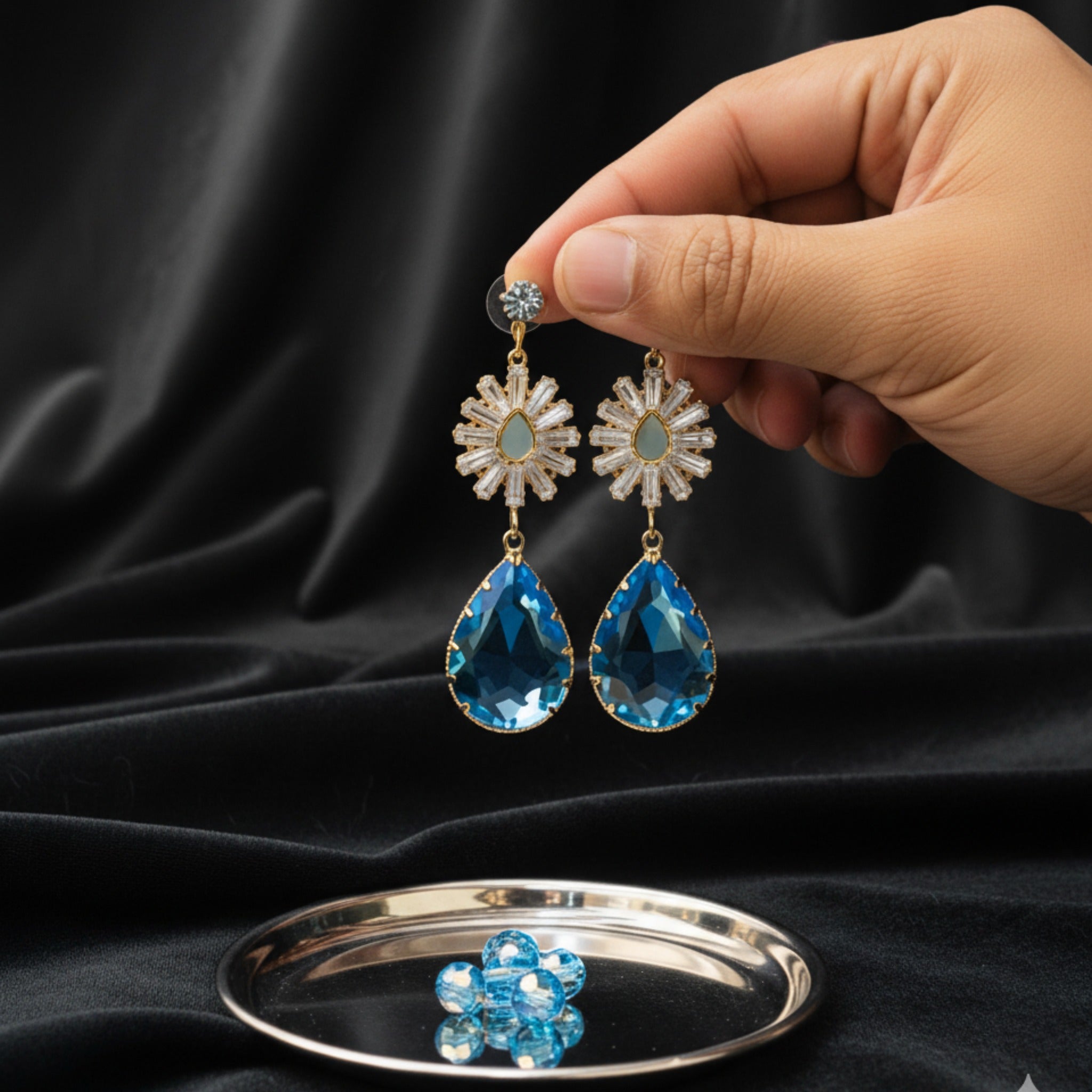 Sapphire Sunburst Drops